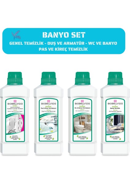 Banyo Set 4 Lü Paket Genel Temizlik - Duş ve Armatür - Wcbanyo - Pas Kireç Temizlik