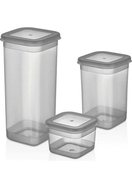Simple Gıda Saklama Kabı (3 Adet) (Grey) 0,60 Lt 1,30 Lt 1,90 Lt ORG-433-GR