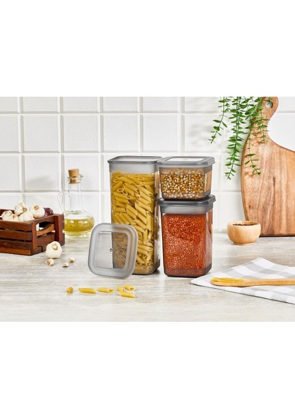 Simple Gıda Saklama Kabı (3 Adet) (Grey) 0,60 Lt 1,30 Lt 1,90 Lt ORG-433-GR