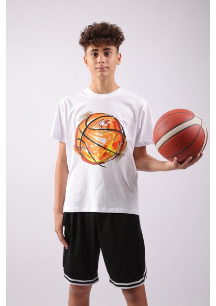 Çocuk Basketbol Temalı Pamuk T-Shirt