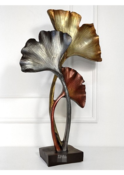 Çok Renkli Dekoratif Dev Yaprak Heykel Biblo, Metalik Polyester, 50x30 Boyut fiyatları