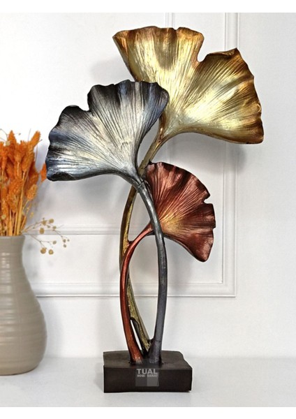 Çok Renkli Dekoratif Dev Yaprak Heykel Biblo, Metalik Polyester, 50x30 Boyut fırsatları