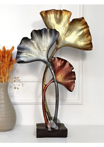Çok Renkli Dekoratif Dev Yaprak Heykel Biblo, Metalik Polyester, 50x30 Boyut indirimleri