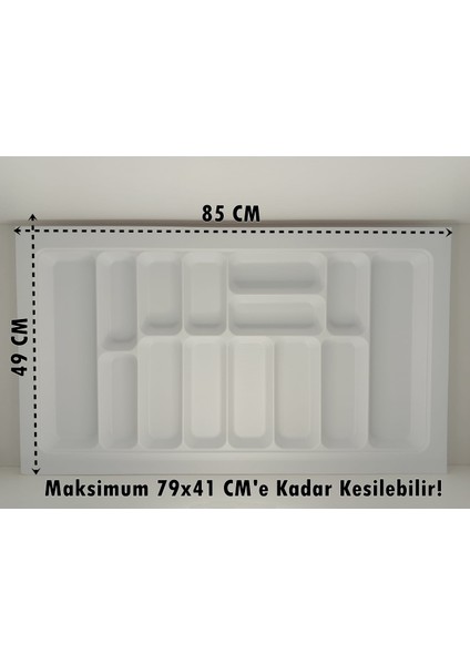 85X49 Cm. 14 Gözlü Beyaz Çekmece Içi Kaşıklık 79*41 Cm'e Kadar Kesilebilir fiyatları