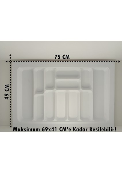 75X49 Cm. 12 Gözlü Beyaz Çekmece Içi Kaşıklık 69X41 Cm'e Kadar Kesilebilir fiyatları