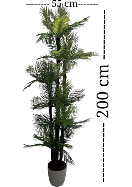 Yapay Palmiye Ağacı 200 cm 6 Gövde, Yeşil Saksıda, Dekoratif ve Canlı Görünüm