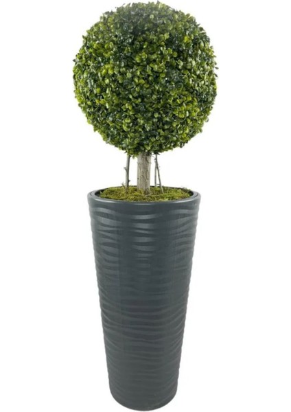 Yapay Çiçek Rüzgar Dekoratif 110 cm Şimşir Top Antresit Saksı Yeşil fiyatları