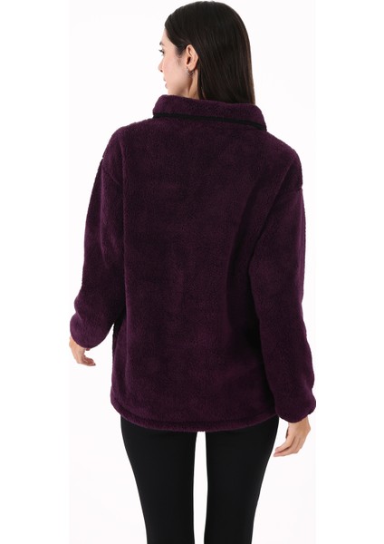 Cheer Casual Kadın Peluş Mont Mor modelleri