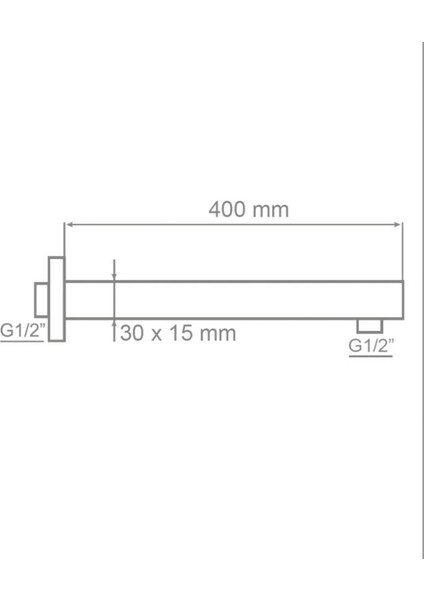 YT295 Ankastre Duvardan Tepe Duş Başlığı Borusu Dikdörtgen 40CM