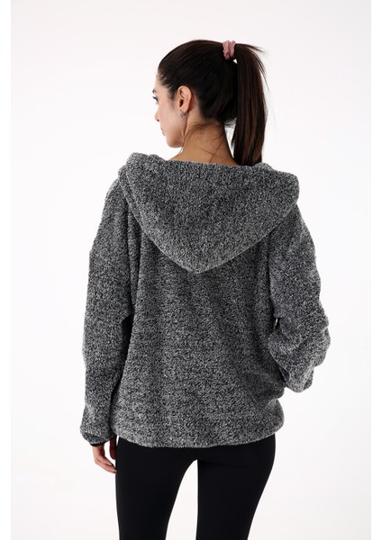 Voyage Kadın Peluş Kapüşonlu Sweatshirt Gri