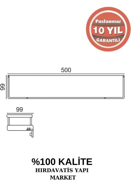 Paslanmaz Pirinç Selvi Etajer 50 cm