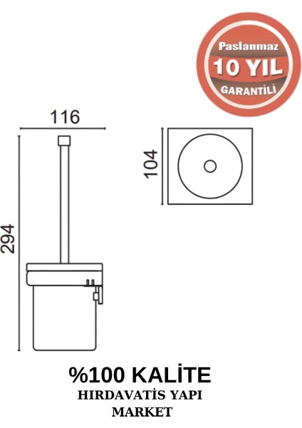 Çelik Banyo Paslanmaz Pirinç Selvi Montajlı Klozet Fırçalık