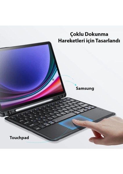 Samsung Tab S9 Uyumlu Kablosuz Bluetoothlu Klavyeli Touchpad Dux Ducis Kılıf ( Sadece Tab S9 Uyumludur )