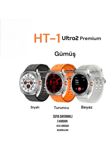 Watch Ultra Premium2 Amoled Ekran 1.43 Inç Dinamik Ada Su Geçirmez 3 Kordon Akıllı Saat