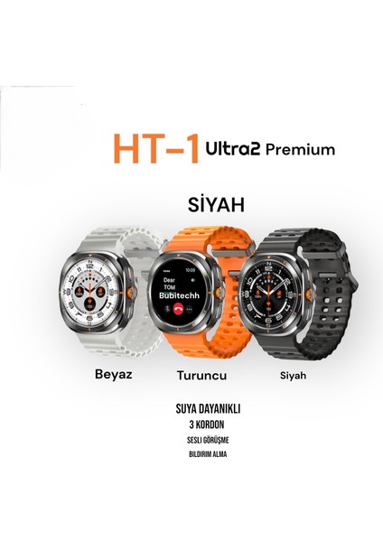 Watch Ultra Premium2 Amoled Ekran 1.43 Inç Dinamik Ada Su Geçirmez 3 Kordon Akıllı Saat