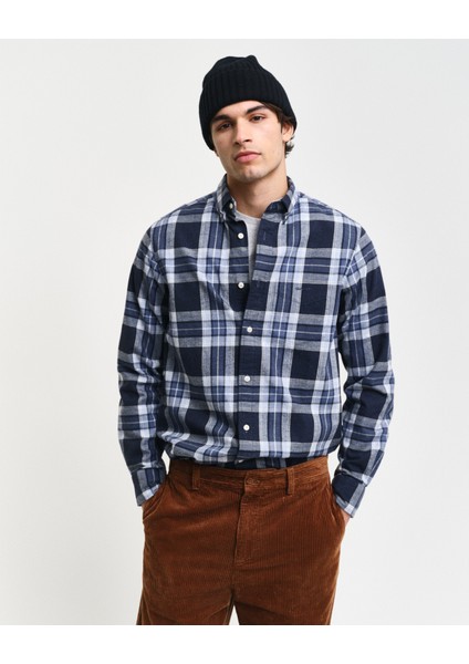 Erkek Lacivert Regular Fit Düğmeli Yaka Gömlek 3240198.433