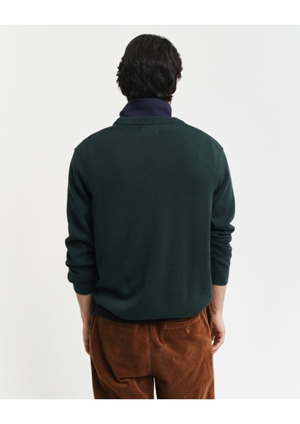 Erkek Yeşil Relaxed Fit Bisiklet Yaka Logolu Kazak 8030221.374 fiyatları