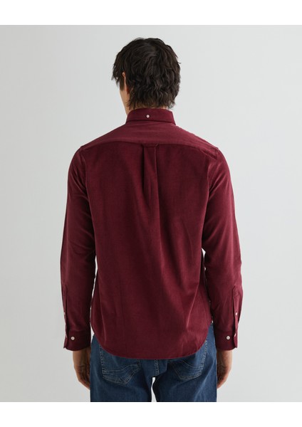 Erkek Bordo Regular Fit Düğmeli Yaka Kadife Gömlek 3230228.638 fiyatları