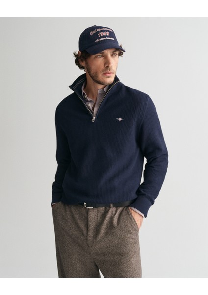 Erkek Lacivert Regular Fit Yarım Fermuarlı Kazak 8030211.433