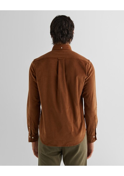 Erkek Kahverengi Regular Fit Düğmeli Yaka Kadife Gömlek 3230228.220 fiyatları