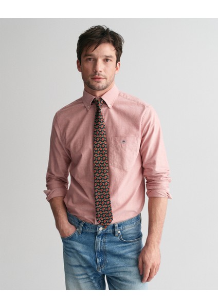 Erkek Bordo Regular Fit Düğmeli Yaka Oxford Gömlek 3000200.612