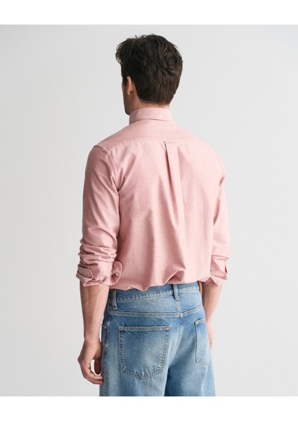 Erkek Bordo Regular Fit Düğmeli Yaka Oxford Gömlek 3000200.612