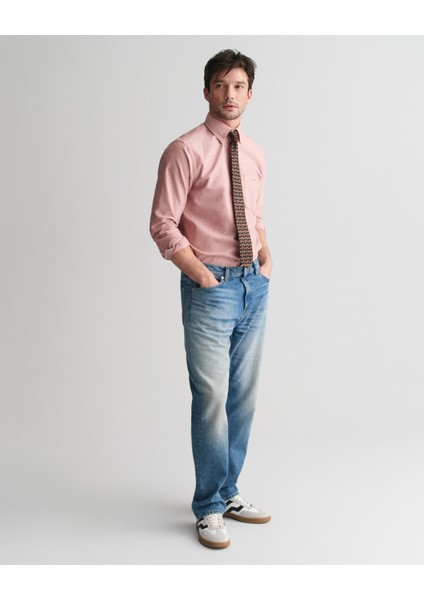 Erkek Bordo Regular Fit Düğmeli Yaka Oxford Gömlek 3000200.612