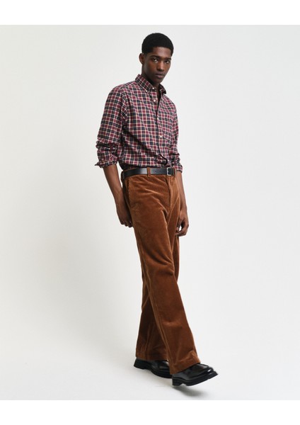 Erkek Bordo Regular Fit Düğmeli Yaka Logolu Gömlek 3240194.638