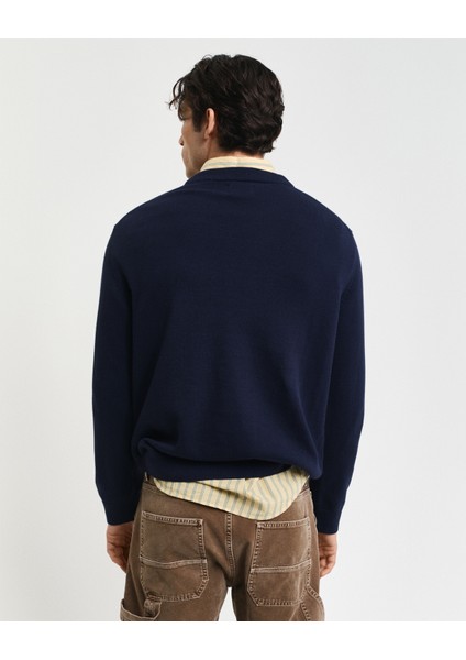 Erkek Lacivert Relaxed Fit Bisiklet Yaka Logolu Kazak 8030221.433 fiyatları