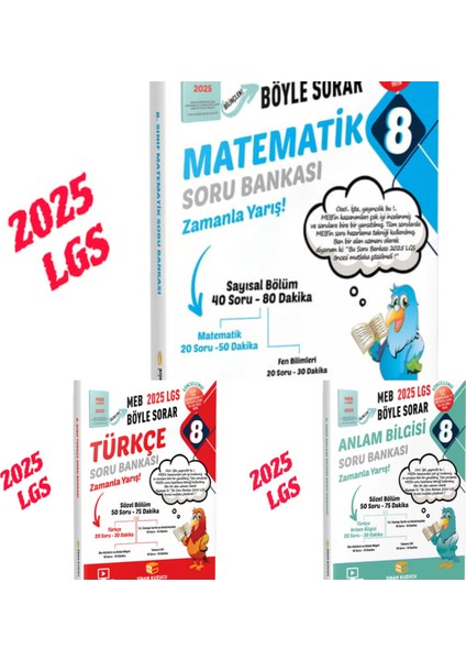 2025 8. Sınıf Matematik - Türkçe - Anlatım Bilgisi 3'lü Soru Bankası