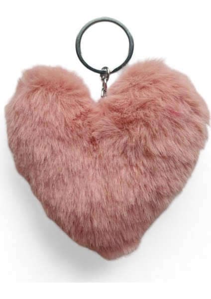 Peluş Kalp Anahtarlık, Tüylü,pofuduk, Soft, Sevgiliye Hediye Anahtarlık, Çanta Süsü Aksesuarı