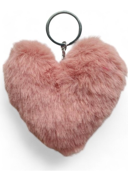 Peluş Kalp Anahtarlık, Tüylü,pofuduk, Soft, Sevgiliye Hediye Anahtarlık, Çanta Süsü Aksesuarı