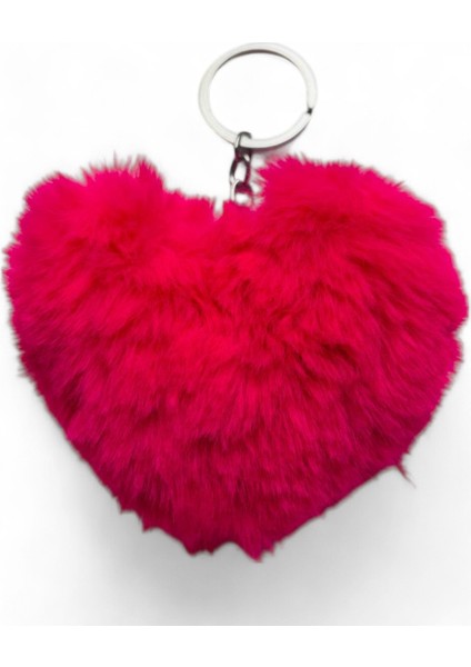 Peluş Kalp Anahtarlık, Tüylü,pofuduk, Soft, Sevgiliye Hediye Anahtarlık, Çanta Süsü Aksesuarı