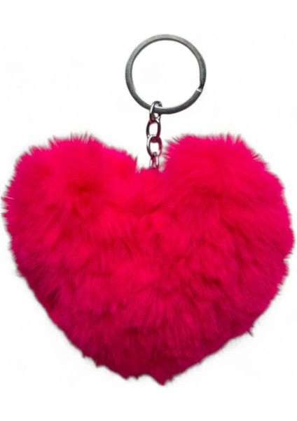 Peluş Kalp Anahtarlık, Tüylü,pofuduk, Soft, Sevgiliye Hediye Anahtarlık, Çanta Süsü Aksesuarı