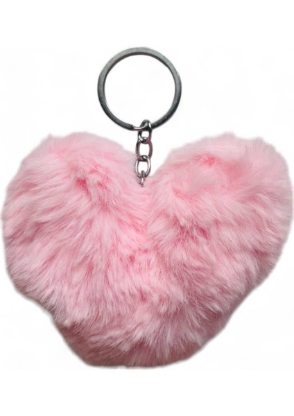 Peluş Kalp Anahtarlık, Tüylü,pofuduk, Soft, Sevgiliye Hediye Anahtarlık, Çanta Süsü Aksesuarı