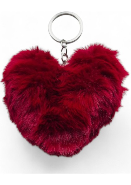 Peluş Kalp Anahtarlık, Tüylü,pofuduk, Soft, Sevgiliye Hediye Anahtarlık, Çanta Süsü Aksesuarı