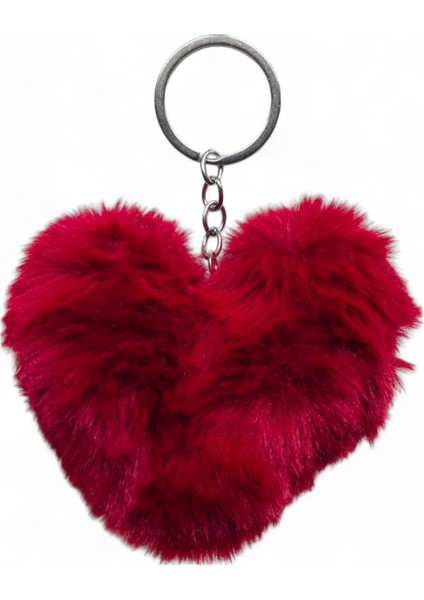 Peluş Kalp Anahtarlık, Tüylü,pofuduk, Soft, Sevgiliye Hediye Anahtarlık, Çanta Süsü Aksesuarı