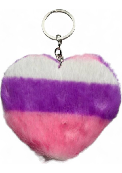 Peluş Kalp Anahtarlık, Tüylü,pofuduk, Soft, Sevgiliye Hediye Anahtarlık, Çanta Süsü Aksesuarı