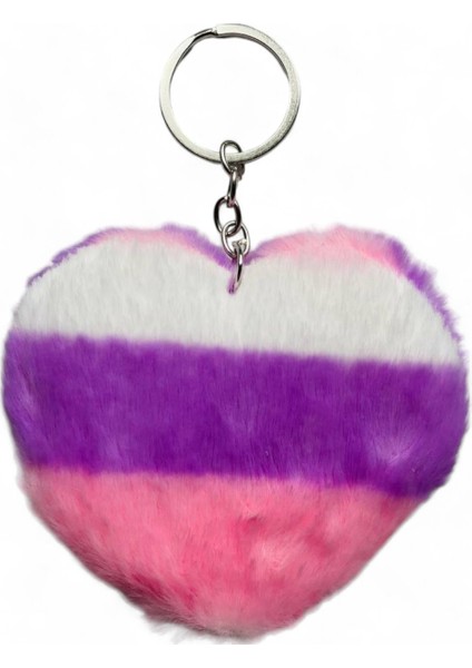 Peluş Kalp Anahtarlık, Tüylü,pofuduk, Soft, Sevgiliye Hediye Anahtarlık, Çanta Süsü Aksesuarı