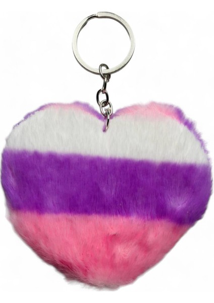 Peluş Kalp Anahtarlık, Tüylü,pofuduk, Soft, Sevgiliye Hediye Anahtarlık, Çanta Süsü Aksesuarı