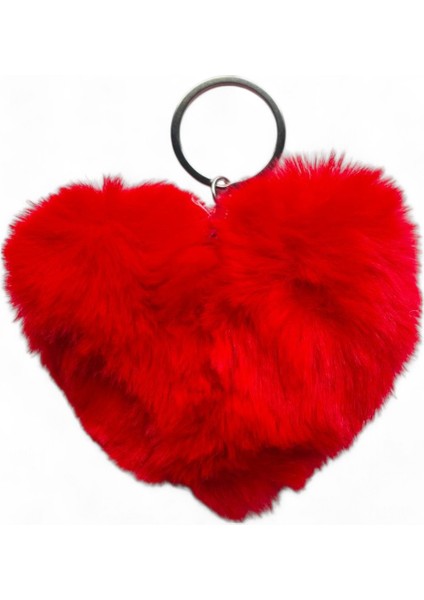 Peluş Kalp Anahtarlık, Tüylü,pofuduk, Soft, Sevgiliye Hediye Anahtarlık, Çanta Süsü Aksesuarı