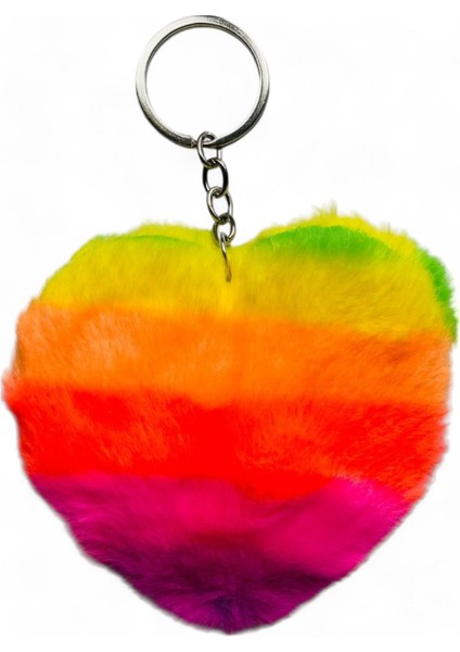 Peluş Kalp Anahtarlık, Tüylü,pofuduk, Soft, Sevgiliye Hediye Anahtarlık, Çanta Süsü Aksesuarı