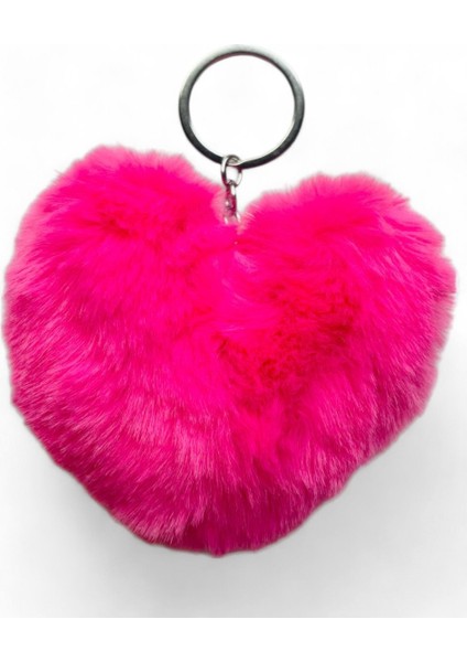 Peluş Kalp Anahtarlık, Tüylü,pofuduk, Soft, Sevgiliye Hediye Anahtarlık, Çanta Süsü Aksesuarı