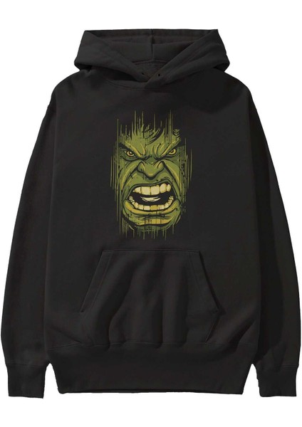 Hulk (3) Ön Baskılı Siyah Oversize Kapüşonlu Sweatshirt Erkek Kadın fiyatları