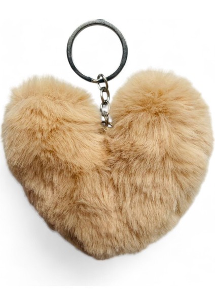 Peluş Kalp Anahtarlık, Tüylü,pofuduk, Soft, Sevgiliye Hediye Anahtarlık, Çanta Süsü Aksesuarı