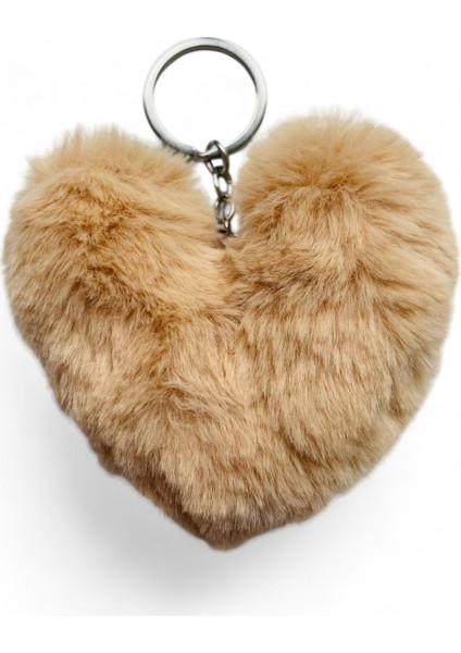 Peluş Kalp Anahtarlık, Tüylü,pofuduk, Soft, Sevgiliye Hediye Anahtarlık, Çanta Süsü Aksesuarı