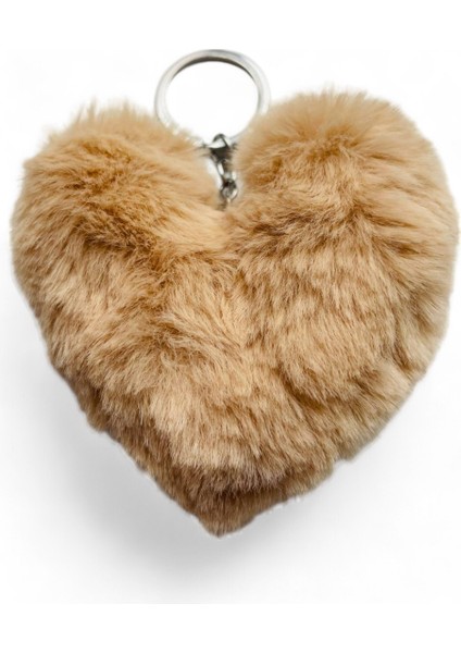 Peluş Kalp Anahtarlık, Tüylü,pofuduk, Soft, Sevgiliye Hediye Anahtarlık, Çanta Süsü Aksesuarı
