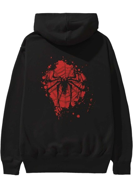 Spiderman (10) Arka Baskılı Siyah Oversize Kapüşonlu Sweatshirt Erkek Kadın fiyatları