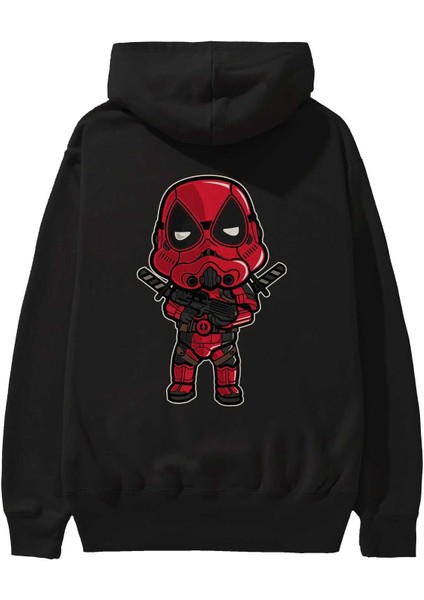 Deadpool (22) Arka Baskılı Siyah Oversize Kapüşonlu Sweatshirt Erkek Kadın fiyatları