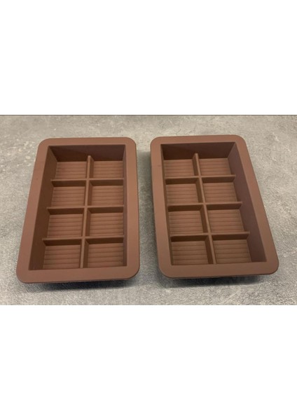 8 bölmeli kahverengi silikon kek kalıbı, 14x9,5x2,5 cm, BPA free, dayanıklı ve kullanışlı